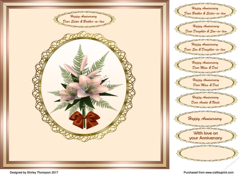 Lovely lilies 8 x 8 anniversary card front.