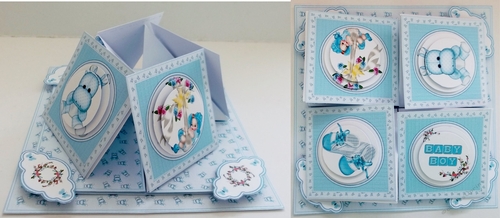 New baby boy quad easel card.