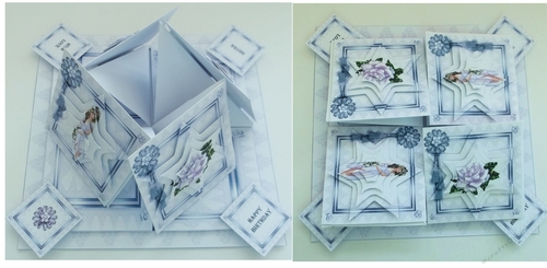 Lilac garden fairy quad easel card.