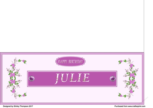 Deep pink floral alpha DL name card (Julie)