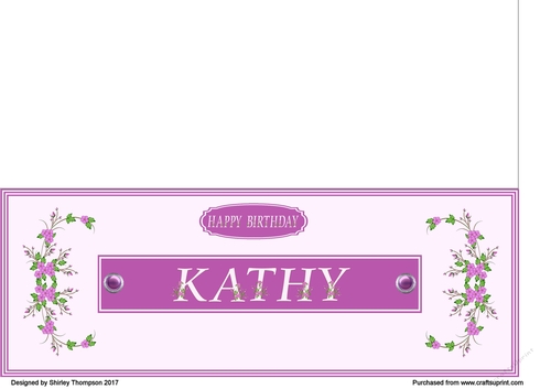 Deep pink floral alpha DL name card (Kathy)