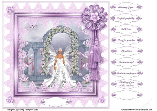 Beautiful angel lilac 8 x 8 card front