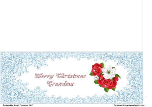 Christmas roses and poinsettia DL card (Grandma)