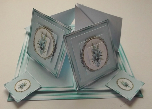 Blue lilies quad easel card.