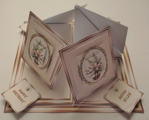 Cream & brown lilies quad easel card.