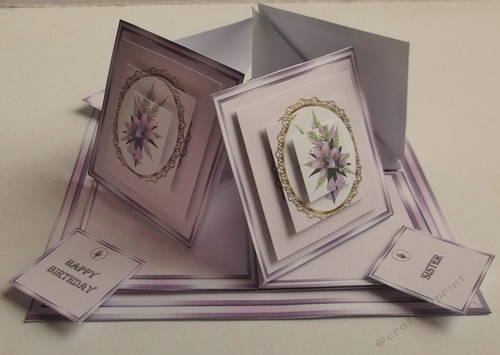 Lilac lilies quad easel card.