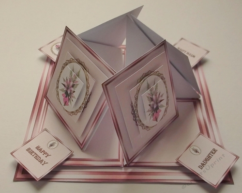 Pink lilies quad easel card.