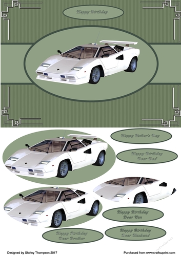 A5 white ferrari card front.