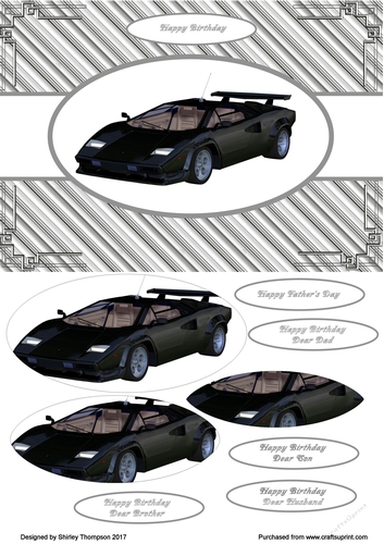 A5 black ferrari card front.