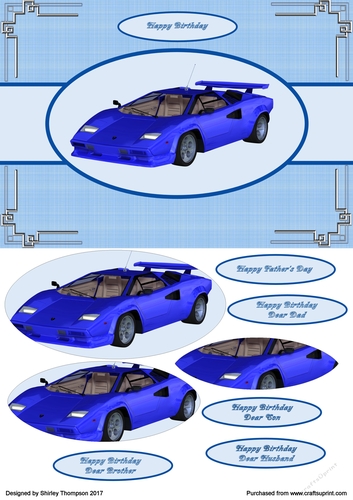 A5 blue ferrari card front.