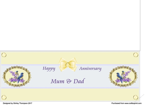 Floral birds DL anniversary card (Mum & Dad)