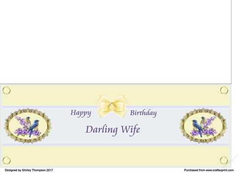 Floral birds DL birthday card (Wife)