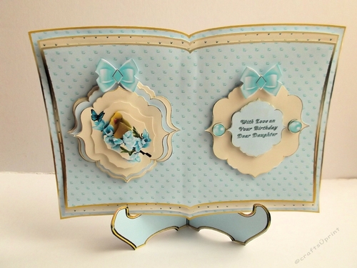 Floral canary open book and stand card