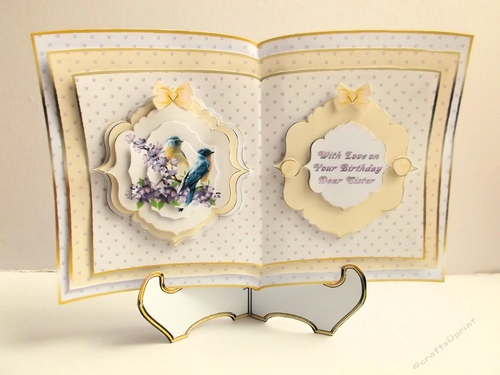 Floral birds open book and stand card