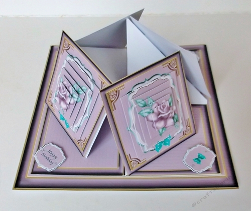 Purple rose quad easel card.