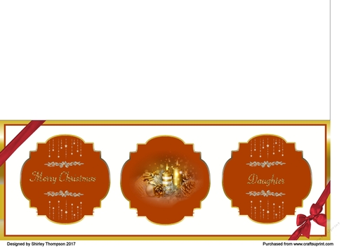 Burgundy and gold candle DL card (Daughter).