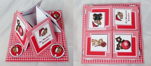 Christmas bears 7in quad easel card.