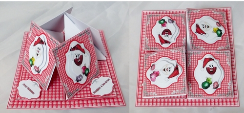Christmas tipple 7in quad easel card.