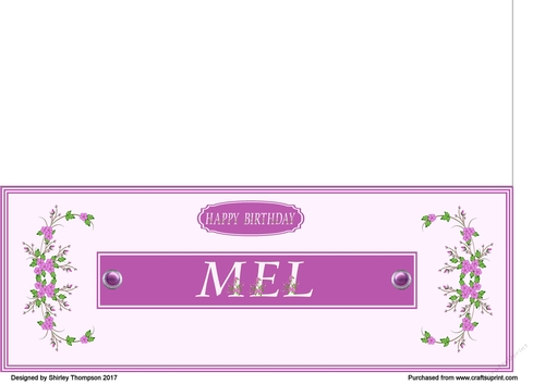 Deep pink floral alpha DL name card (Mel)