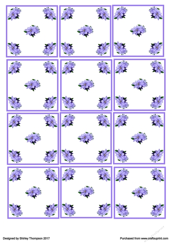 Lilac floral tea bag sheet.