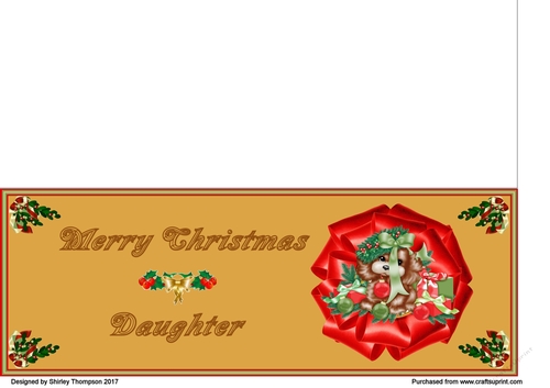 Gold Christmas puppy DL card (Daughter)