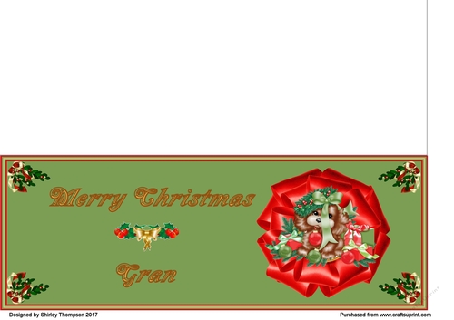 Green Christmas puppy DL card (Gran)