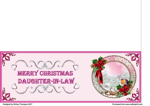 Pink & fushia robin scene DL card (Daughter-in-law)