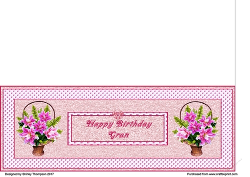 Pink lily baskets large DL card (Gran)