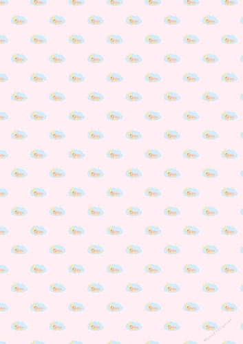 A4 pink backing paper with a baby girl on a cloud.