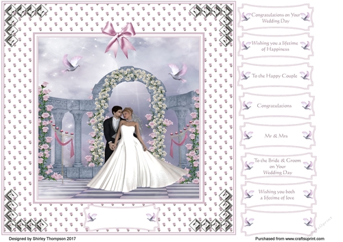 8 x 8 in Wedding day card front.
