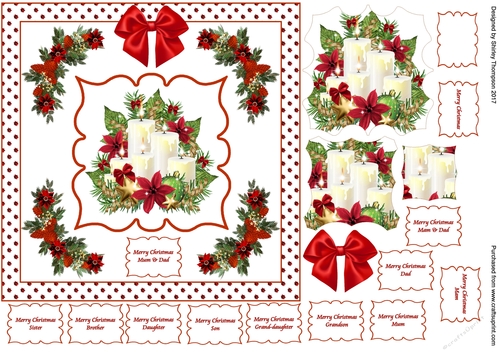 7 x 7 in Christmas candles step by step card front.