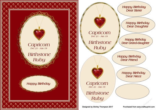 A5 Capricorn zodiac card front.