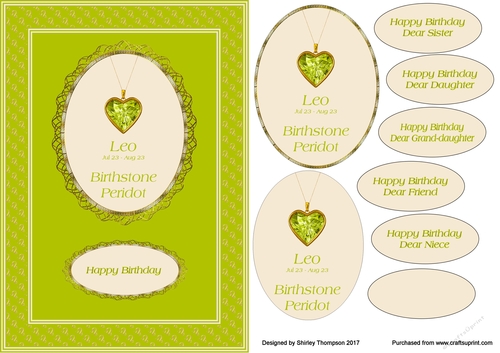 A5 Leo zodiac card front.