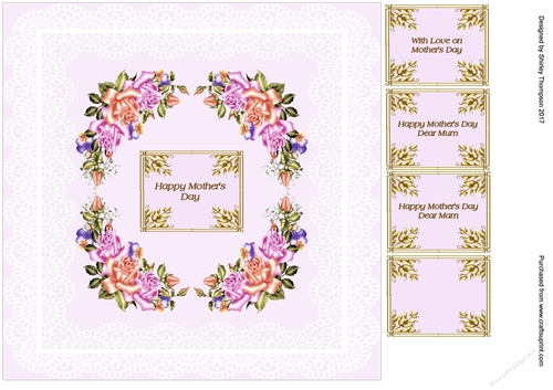 8 x 8 in floral Mothers Day quick card front.