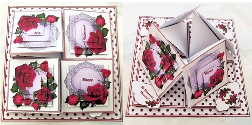 Rose Valentines Day quad easel card.