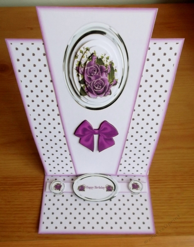 Purple roses triangle easel card.