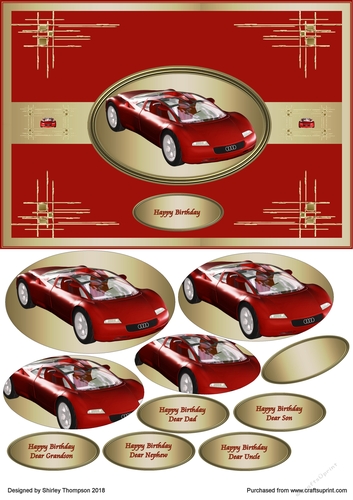 A5 red audi step by step card front.