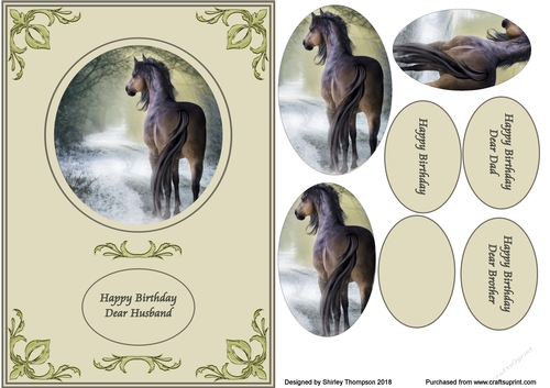 A5 horse step by step card front