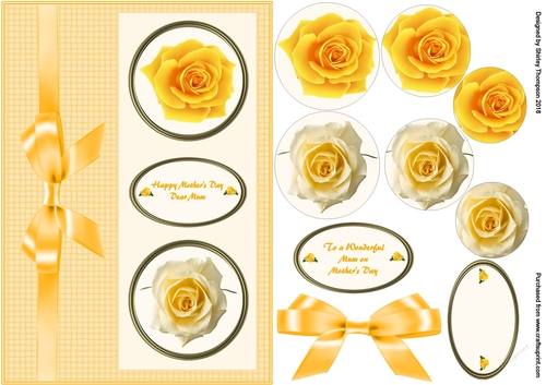 A5 yellow roses step by step card front