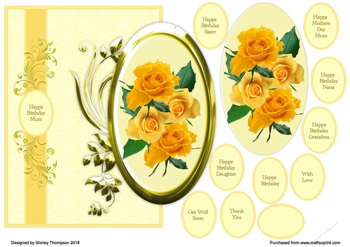 Large yellow floral over the edge card front