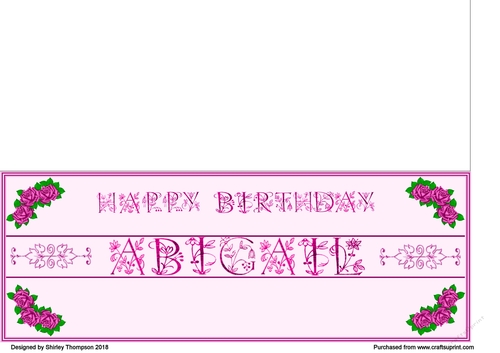 Fuchsia roses DL name card (Abigail)