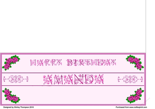 Fuchsia roses DL name card (Amanda)