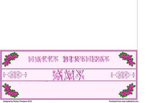 Fuchsia roses DL name card (Amy)