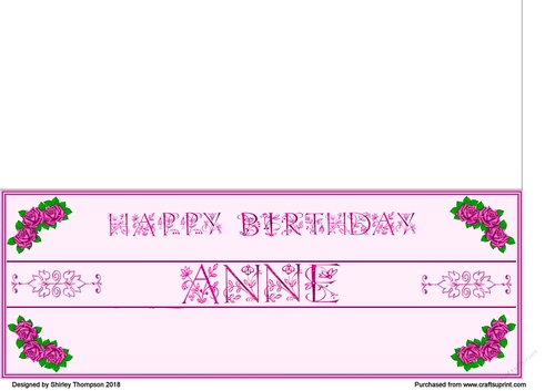 Fuchsia roses DL name card (Anne)