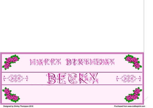 Fuchsia roses DL name card (Becky)