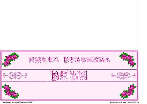 Fuchsia roses DL name card (Beth)