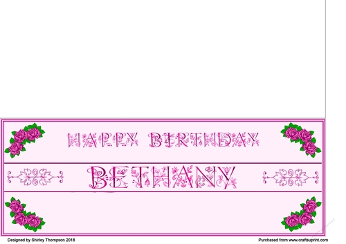 Fuchsia roses DL name card (Bethany)