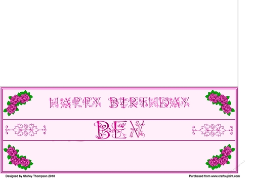 Fuchsia roses DL name card (Bev)