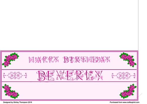 Fuchsia roses DL name card (Beverly)