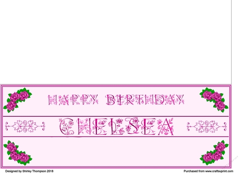 Fuchsia roses DL name card (Chelsea)